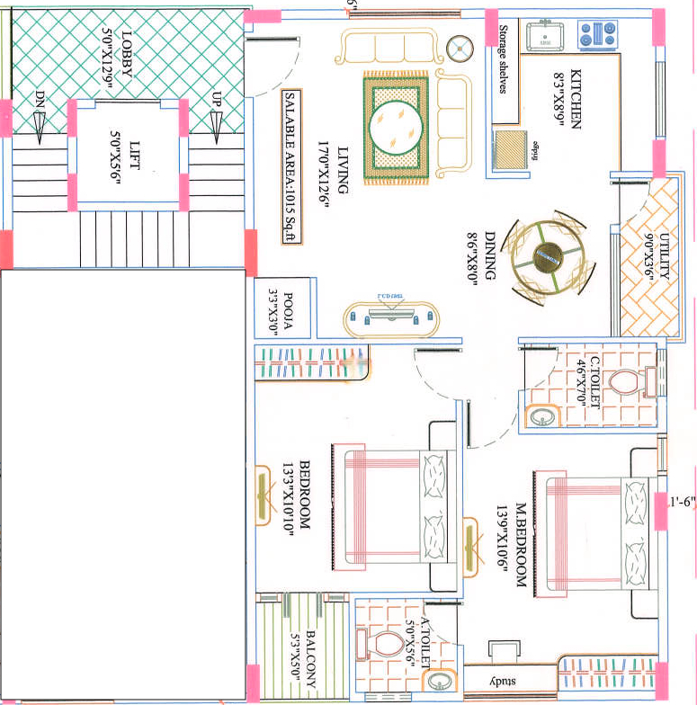 2 BHK Floor Plan
